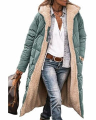 Solid Color Hooded Long Coat Winter Long Sleeve Double-sided Wear Slim Elegant Cardigan Puffer Jacket Top Women's Clothing