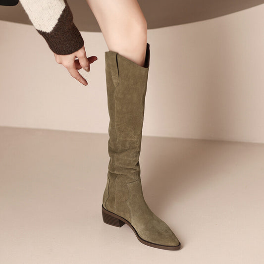 Knee-high Boots Chunky Heel  Autumn And Winter