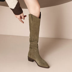 Knee-high Boots Chunky Heel  Autumn And Winter