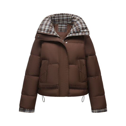 Fashion Winter Patchwork Color Block Short Petite Puffy Padded Coat