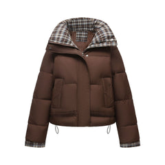 Fashion Winter Patchwork Color Block Short Petite Puffy Padded Coat