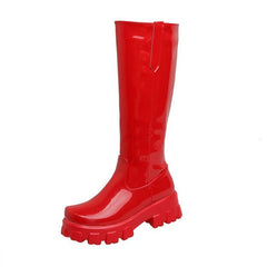 Women Knee Boots Wedges Heels Platform Lace Up Plush Inside Warm Fur