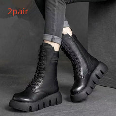 Retro Boots For Women Lace-up Shoes Autumn And Winter Versatile Top Buckle British Boots