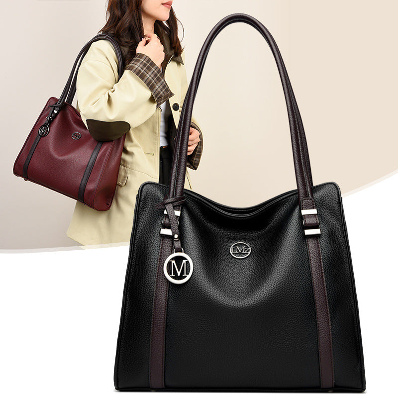 Women's genuine leather large capacity tote bag - Fashionoto