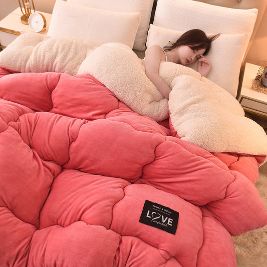 Thick Lambskin Winter Duvet Insert Double-sided Velvet Lambswool Warm Quilt