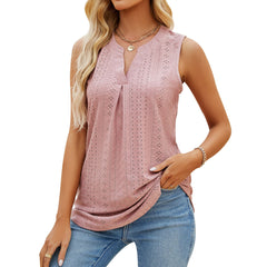 Women's Sleeveless T-shirt Summer Hole V-Neck Slim Fit Tank Tops