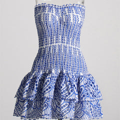 Women's Fashion Tube Top Sleeveless Slim Fit Ruffled Hem Slim Dress