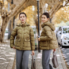 Hooded Cotton Puffer Jacket Women's Thickened Middle-aged And Elderly Coat