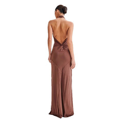 Sexy Sleeveless Slim Waist Halter Sheath Dress