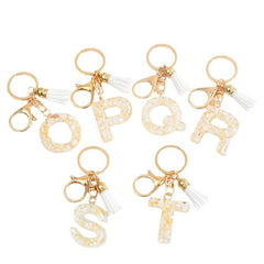 Shell Stone Gold Foil Letter Keychain