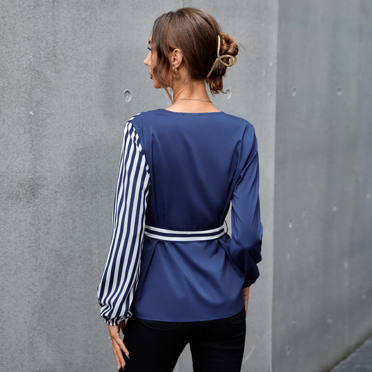 V-neck Temperament Temperament Splicing Shirt
