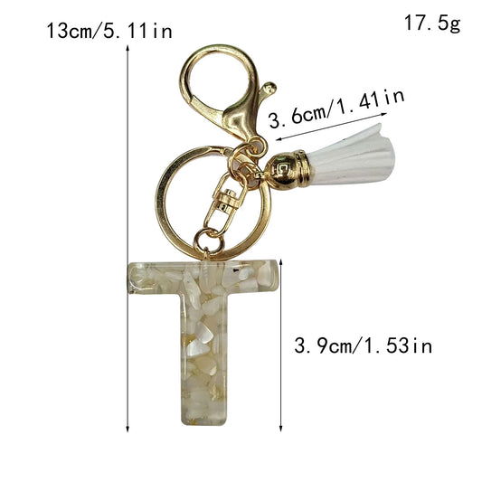 Shell Stone Gold Foil Letter Keychain