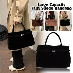 Decorative Design Solid Faux Suede Handbag Large Capacity Casual Tote Bags For Women Tote Design Portable Shoulder Bag