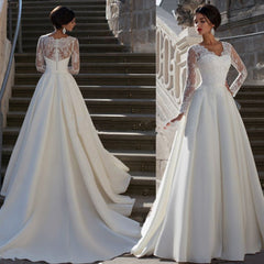 V-neck Wedding Dress New European Style Simple Trailing Tail