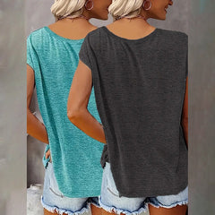 2Pack Women's V Neck Sleeveless Tank Tops Loose Fit Casual Summer Beach Shirts