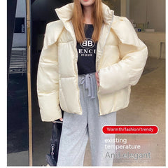 Puffy Hooded Bread Short Cotton-padded puffer Jacket For Women Thick Loose