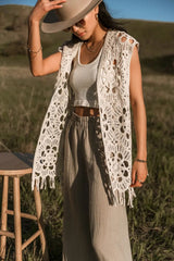 Vintage Crocheted Hollow Waistcoat Vest Women