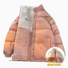 Reversible Cotton puffer Coat Loose Thick Warm-keeping Cotton Clothing