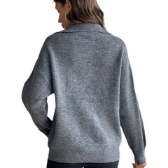 European And American Long-sleeved Knitwear Women's Tops Solid Color Casual Sweatshirt