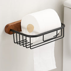 Raw Wood Bathroom Shelf Towel Rack Without Holes
