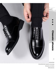 Leather Shoes Men's Height Increasing Insole Pointed Toe Wedding Shoes