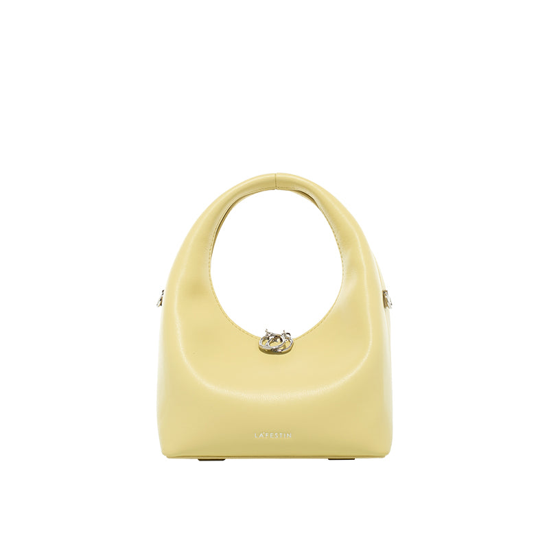 Women's yellow cowhide leather shoulder messenger bag - view 2