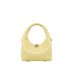 Women's yellow cowhide leather shoulder messenger bag - view 2