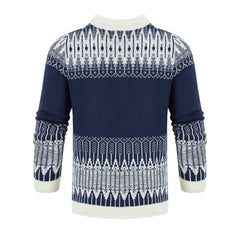 Men's Crewneck Pullover Sweater Unisex Fair Isle Long Sleeve Knitted Sweater