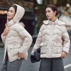 Hooded Cotton Puffer Jacket Women's Thickened Middle-aged And Elderly Coat