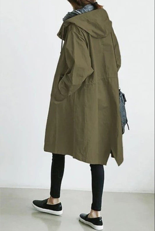 Trench Coat For Women, Medium Length, Petite, Elegant Waisted Long-sleeved Coat