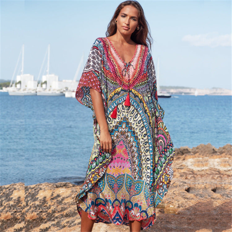 Ethnic Print Beach Skirt Blouse