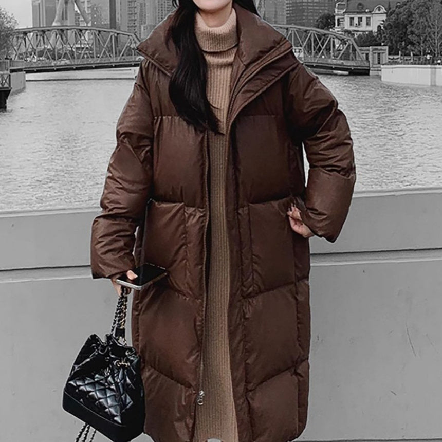 Women's vintage coffee brown puffer jacket