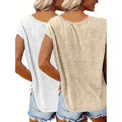 2Pack Women's V Neck Sleeveless Tank Tops Loose Fit Casual Summer Beach Shirts