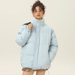 Casual Stand Collar Cotton-padded Puffer Jacket Thickened Warm Coat