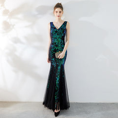 Women's New Banquet Temperament Elegant Evening Dress Fishtail Sequins