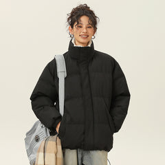 Casual Stand Collar Cotton-padded Puffer Jacket Thickened Warm Coat