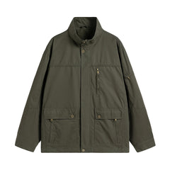 Men's Thin Casual Jacket With More Than American Workwear Bags Loose