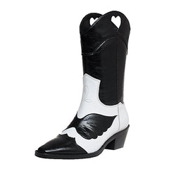 European Station Fashion Smoke Pipe Knee Boots Milk Pattern