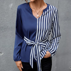 V-neck Temperament Temperament Splicing Shirt