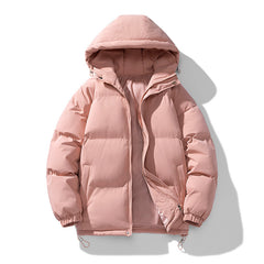 Men's Hoodie Coat Winter Fashion Solid ZIp-up Thickened Cotton-padded Puffer Jacket Casual Warm Outwear Top Clothing