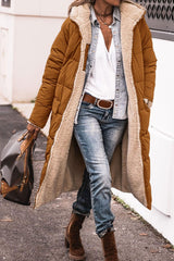 Solid Color Hooded Long Coat Winter Long Sleeve Double-sided Wear Slim Elegant Cardigan Puffer Jacket Top Women's Clothing