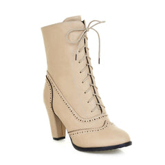 Plus Size Women's Boots High Heel Short Boots Lace Up Women's Boots