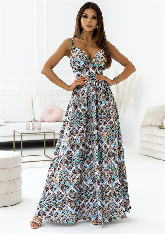 Fashion Sling Print Long Dress