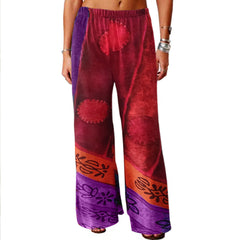 Vintage Printed Loose Wide-leg Trousers
