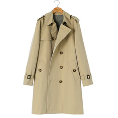 Double Breasted Business Coat British Casual Raglan Sleeve Overcoat