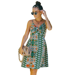 European And American Floral Dress Suspender Skirt