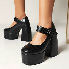 Hot Girl Thick Bottom Sweet Cool Mary Jane Shoes Square Toe Waterproof Platform Thick Heel High Heels