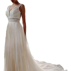 Lace Light See-through Waist Slimming Beach Outdoor Mesh Wedding Dress