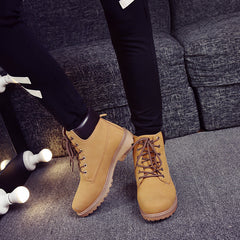 Pink With Velvet Lining Warm Flat Bottom High-top Men's Shoes Couple Boots