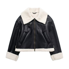 Women's Casual Fur Brown Double-sided Short Coat
